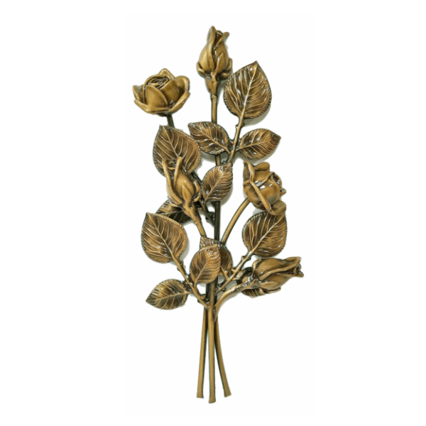 5 roses – fini bronze naturel 20 x 38 cm