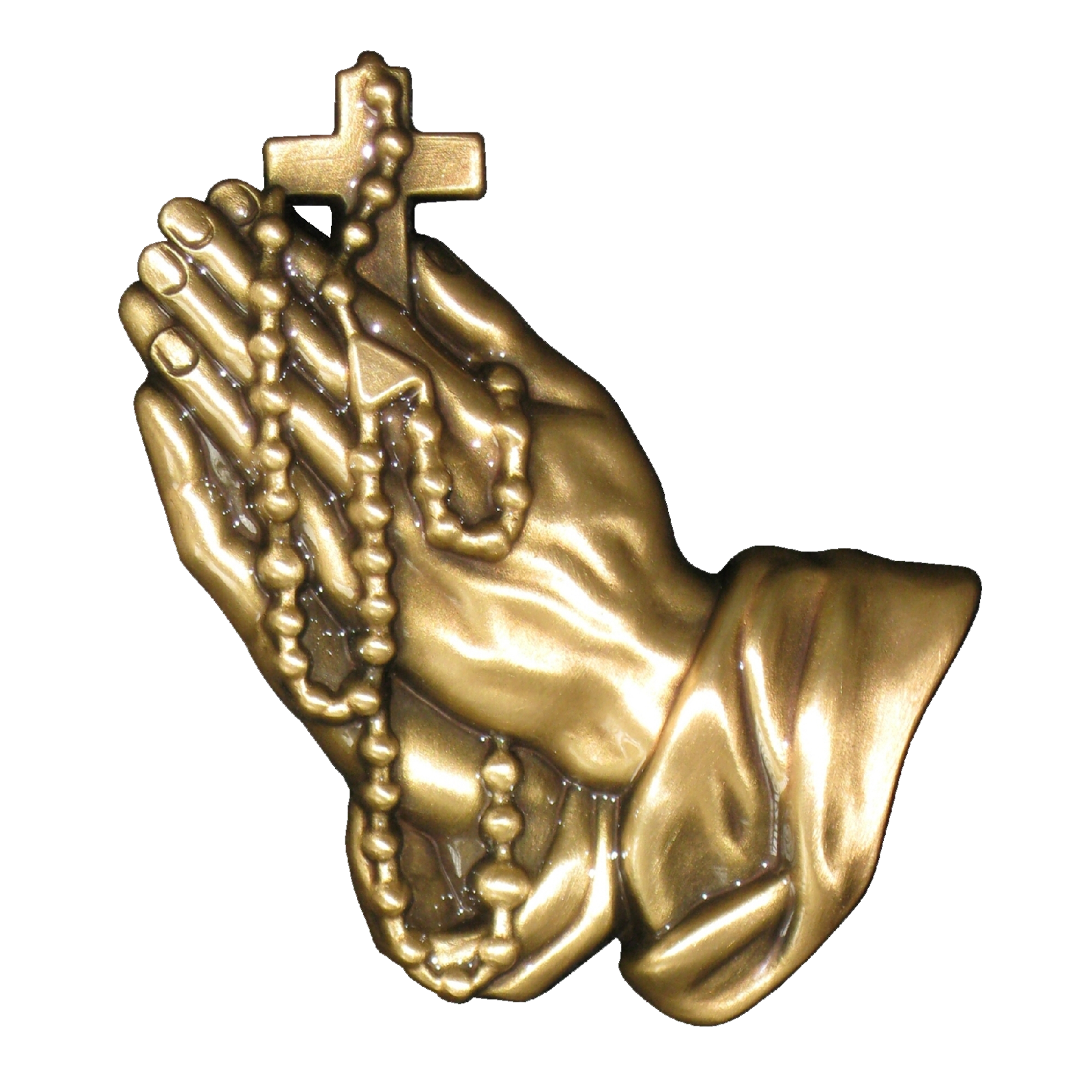 Mains en prière avec chapelet 10×10,5cm (orientées à gauche)