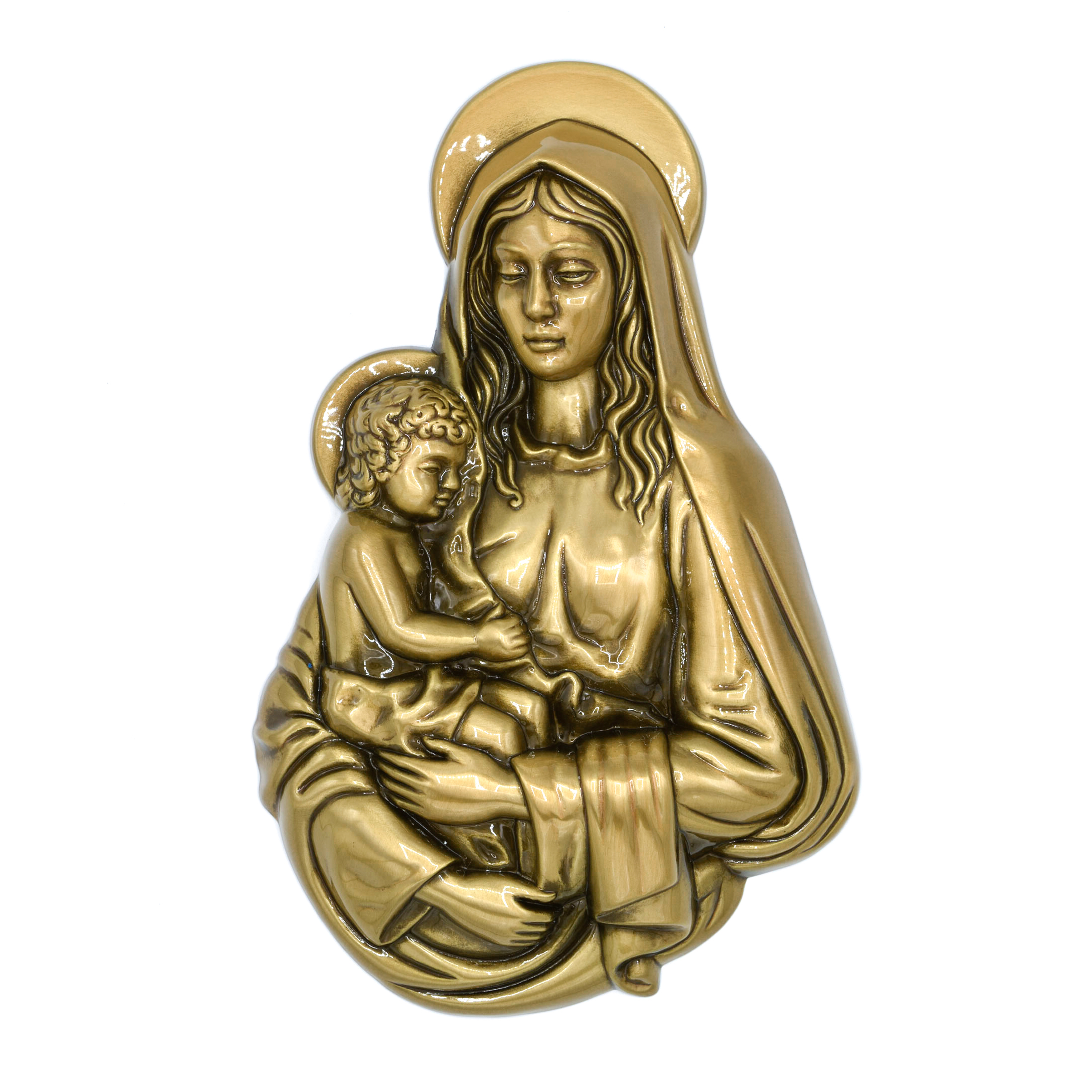 Vierge Marie avec enfant, ¾ buste, 16 x 25cm