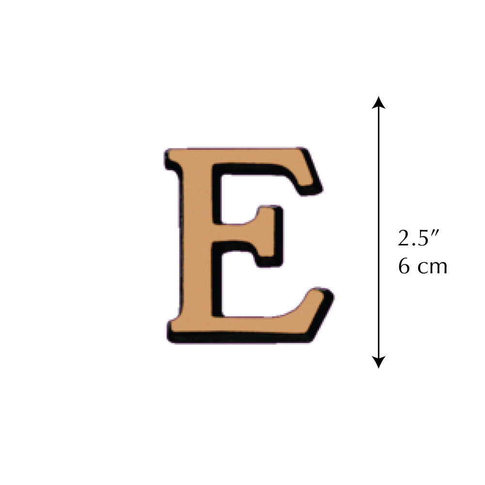 Letter E – Romano Satinado (2.5″)